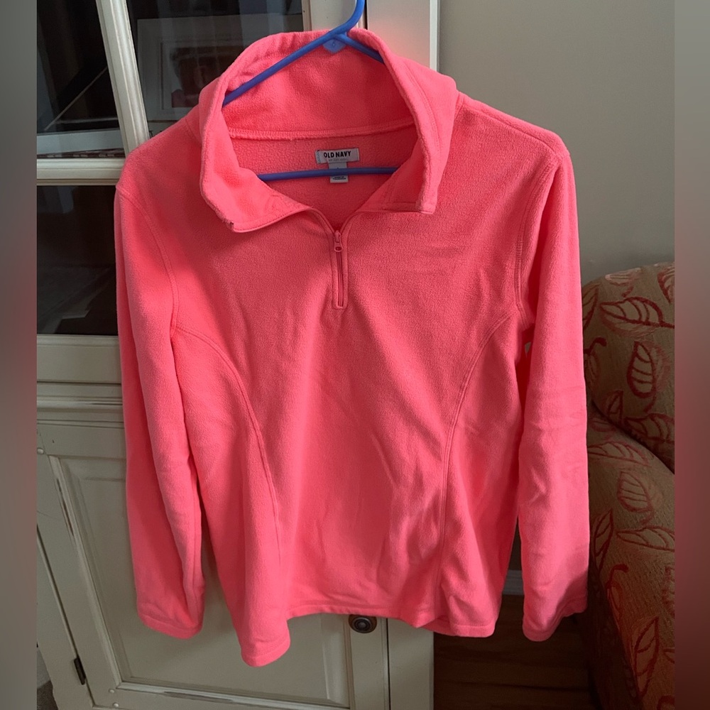 Old Navy 1/4 Zip Fleece Top- Large-Neon Orange( Lotus Orange)